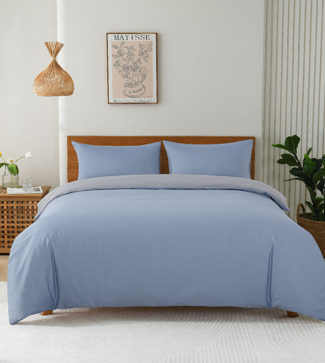 Sicili 1200 Threads Long-staple Cotton Solid Colour Series - Cerulean Blue with Diamond Grey (SP128)