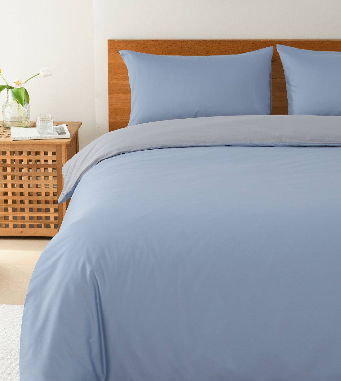 Sicili 1200 Threads Long-staple Cotton Solid Colour Series - Cerulean Blue with Diamond Grey (SP128)