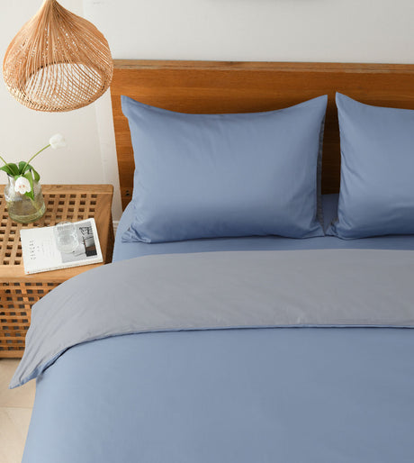 Sicili 1200 Threads Long-staple Cotton Solid Colour Series - Cerulean Blue with Diamond Grey (SP128)