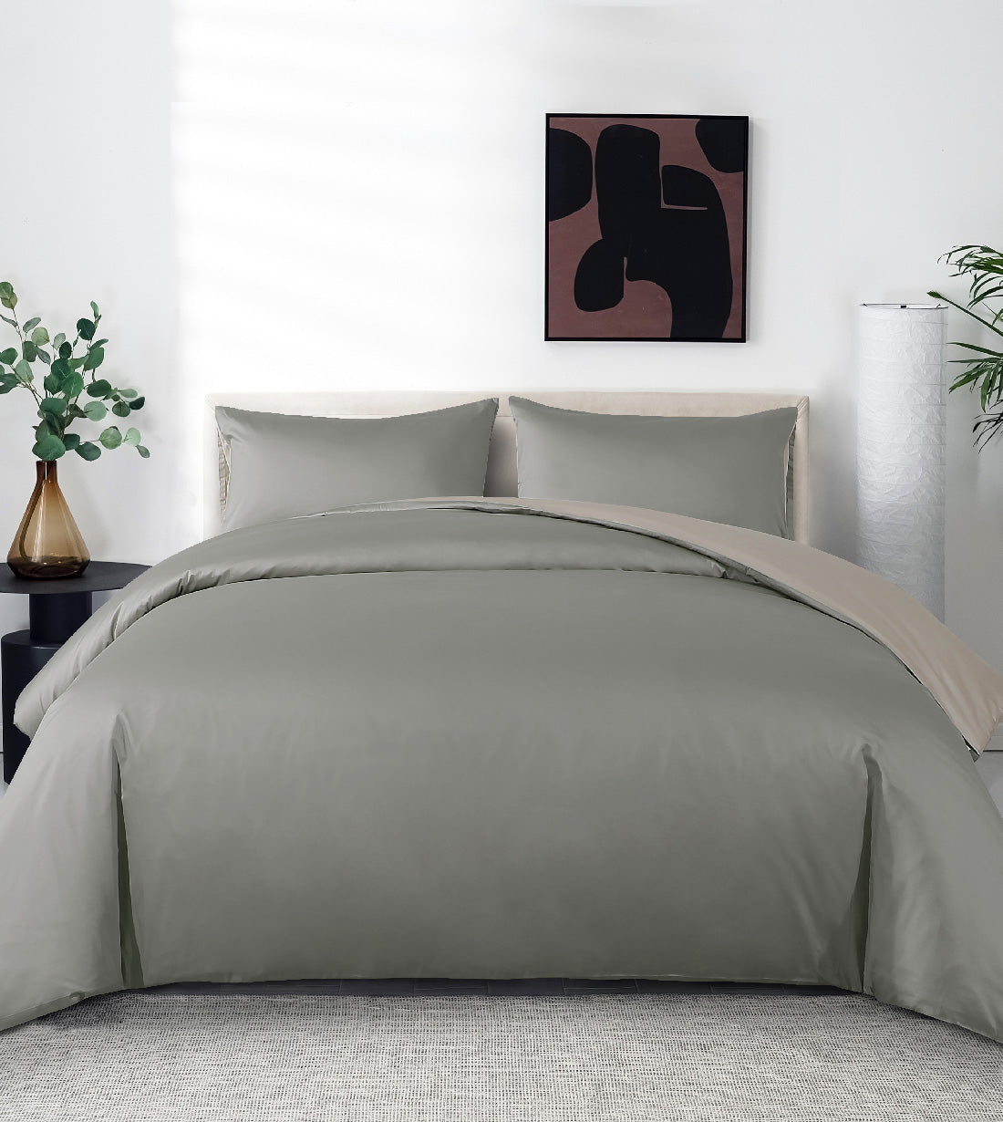 Sicili 1200 Threads Long-staple Cotton Solid Colour Series - Agate Gray with Coco Brown (SP132)