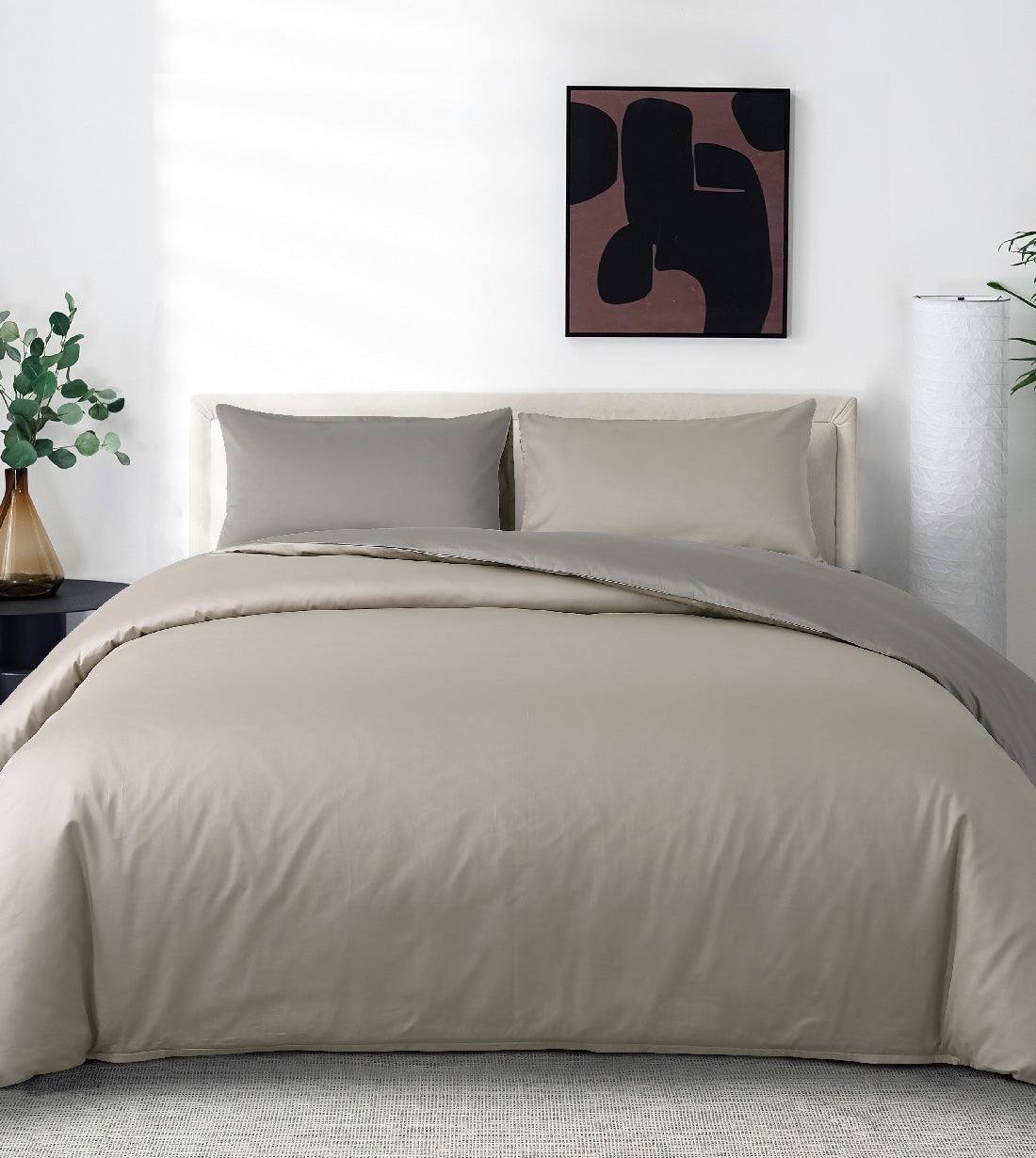 Sicili 1200 Threads Long-staple Cotton Solid Colour Series - Agate Gray with Coco Brown (SP132)