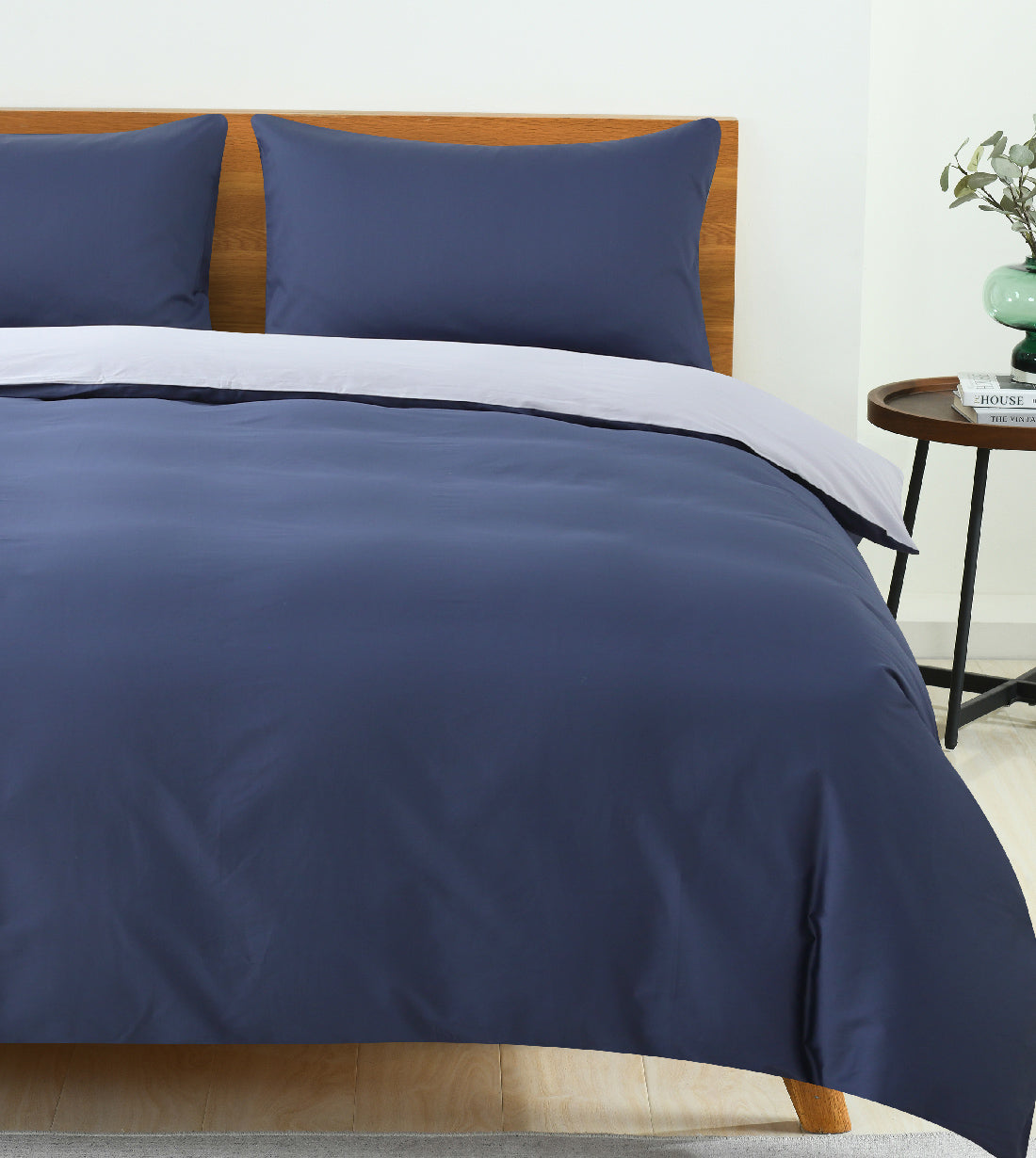 Sicili 1200 Threads Long-staple Cotton Solid Colour Series - Royal Blue with Elegant Grey (SP142)