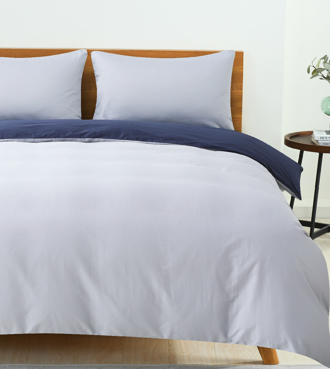 Sicili 1200 Threads Long-staple Cotton Solid Colour Series - Royal Blue with Elegant Grey (SP142)