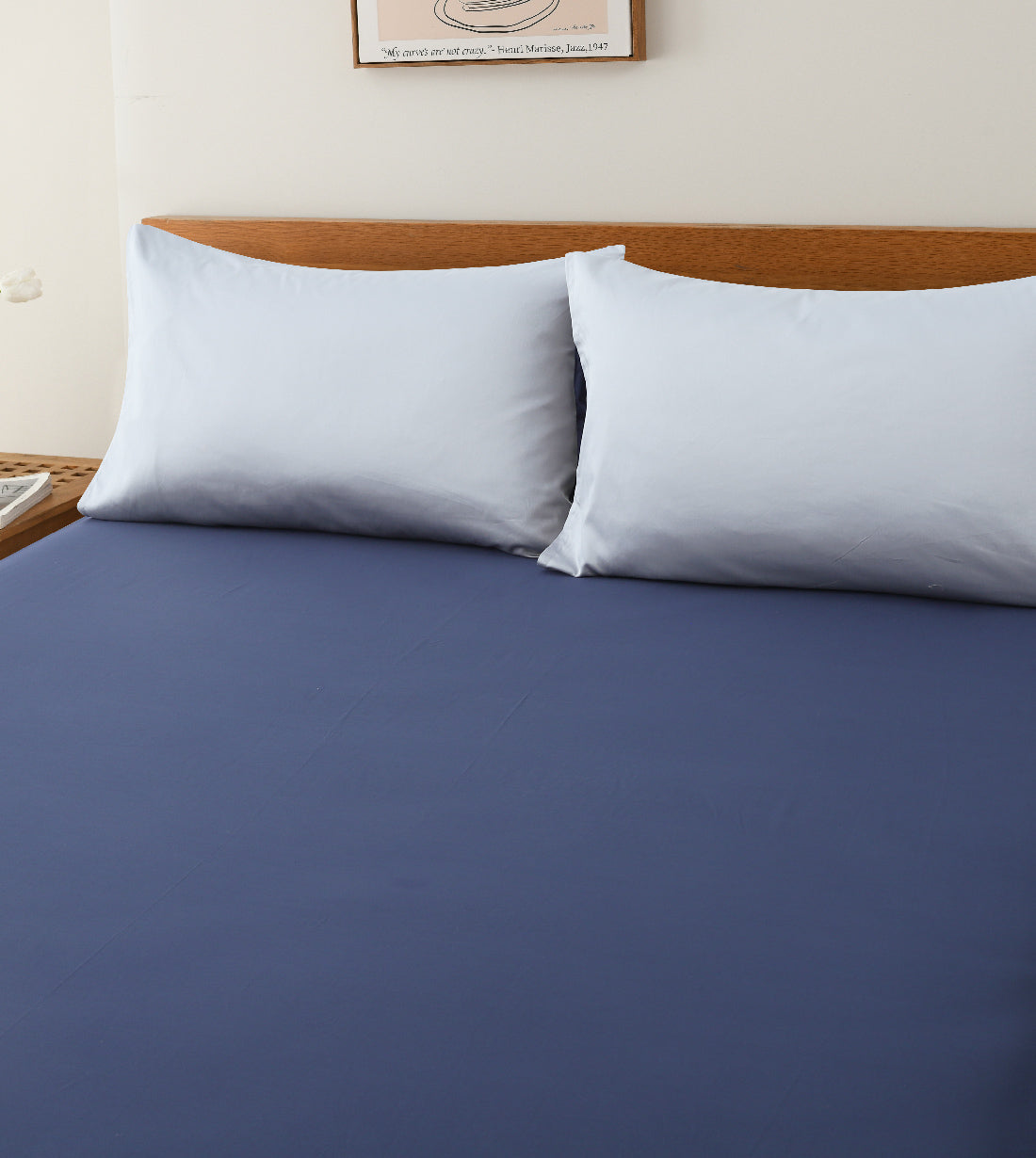 Sicili 1200 Threads Long-staple Cotton Solid Colour Series - Royal Blue with Elegant Grey (SP142)