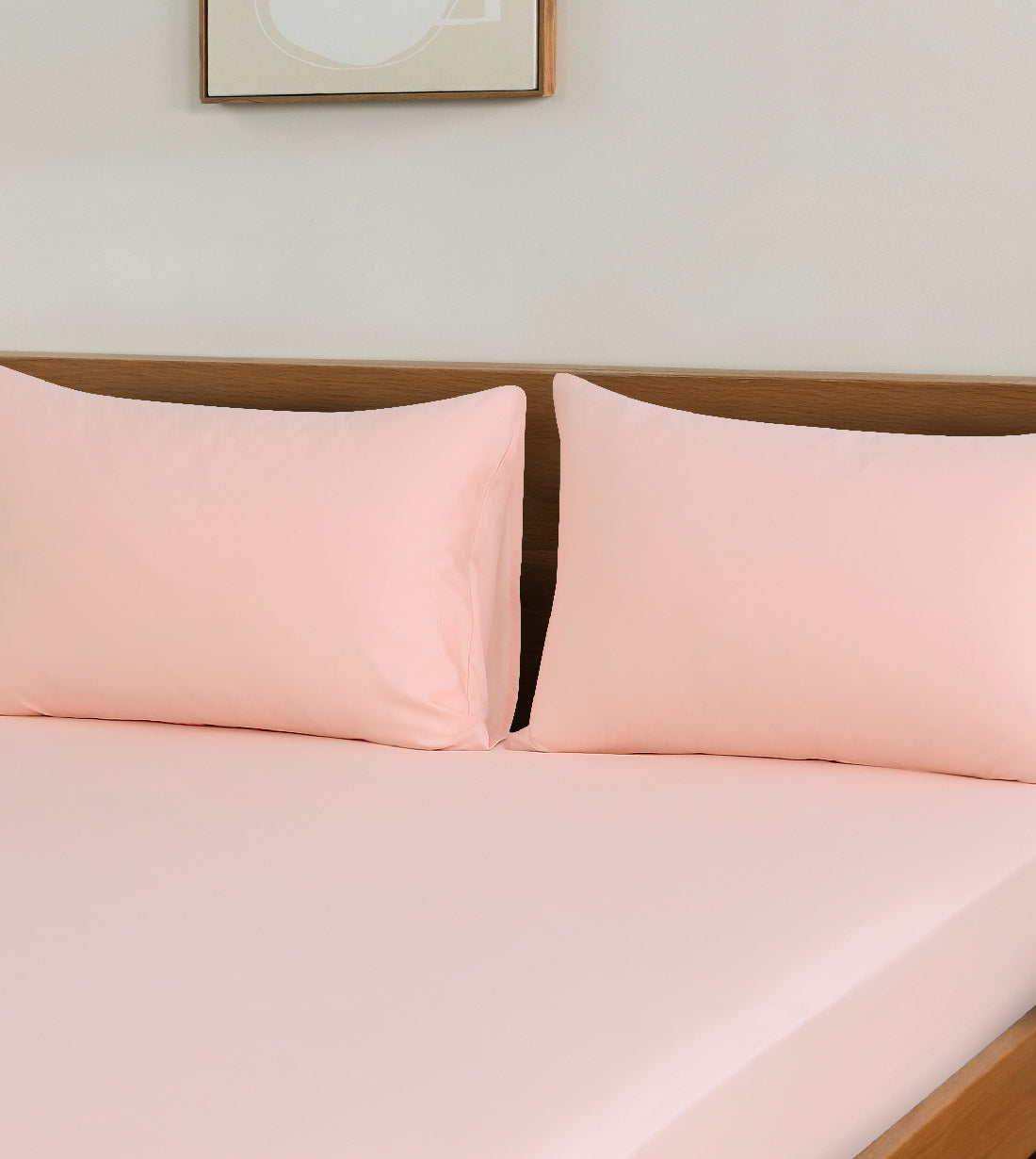 Sicili 1200 Threads Long-staple Cotton Solid Colour Fitted Sheet with Pillow Case - Coral Pink (SP144FDS)