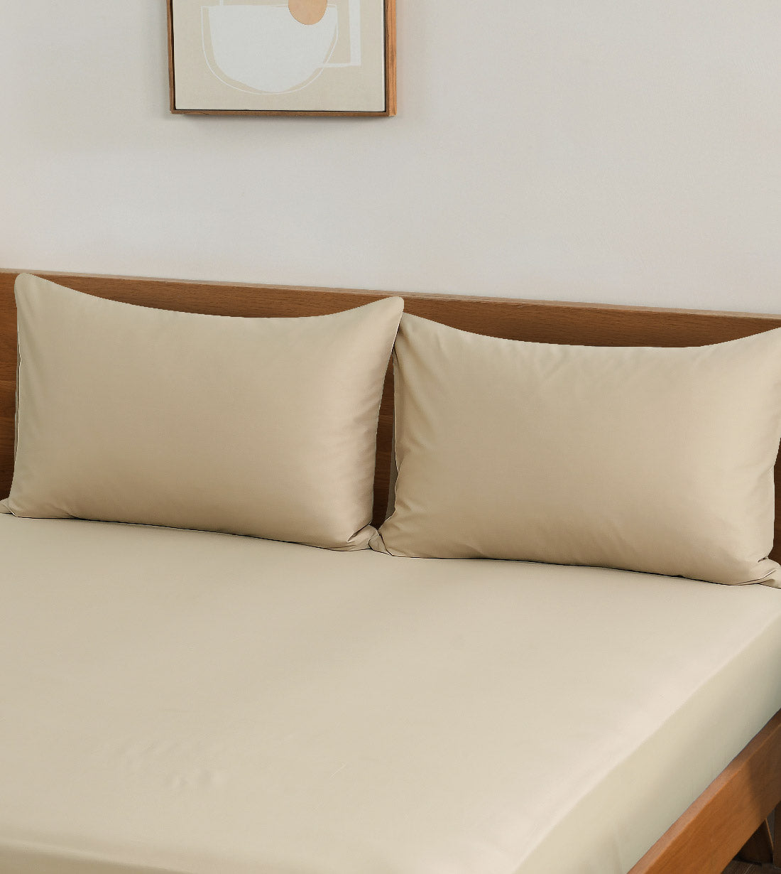 Sicili 1200 Threads Long-staple Cotton Solid Colour Fitted Sheet with Pillow Case - Iced coffee (SP145FDS)