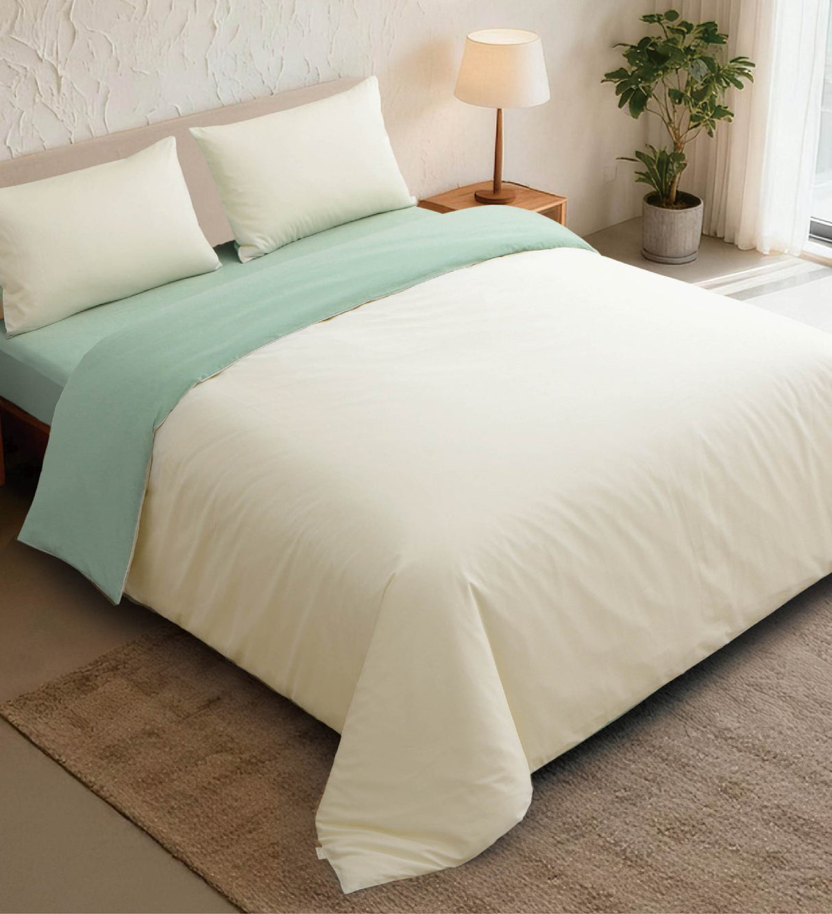 Sicili 1200針純色長絨棉系列 - 鵠白配水綠色 (SP156)