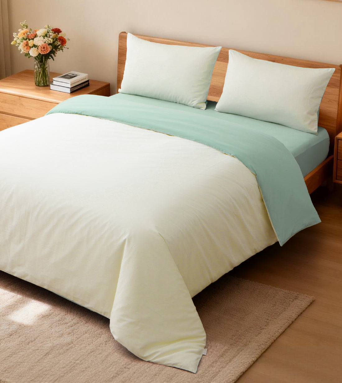 Sicili 1200針純色長絨棉系列 - 鵠白配水綠色 (SP156)