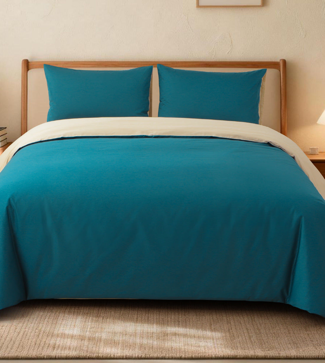 Sicili 1200針純色長絨棉系列 - 沙色配墨青色 (SP157)