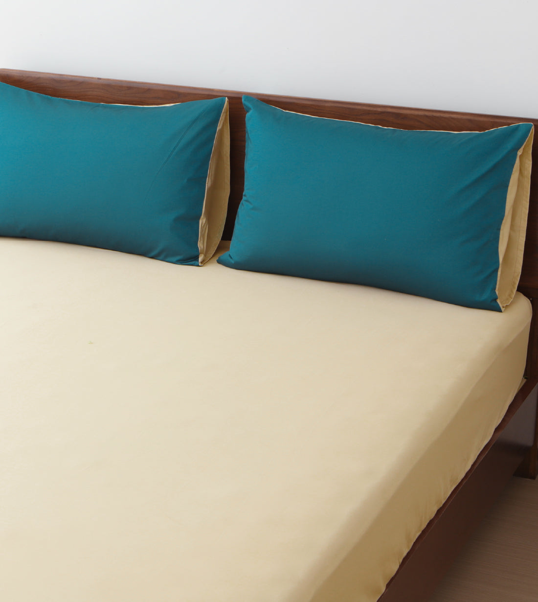 Sicili 1200針純色長絨棉系列 - 沙色配墨青色 (SP157)