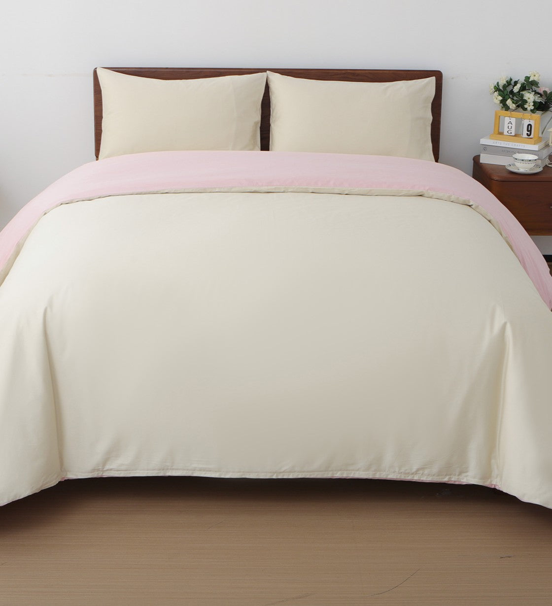 Sicili 1200 Threads Long-staple Cotton Solid Colour Series - Peach Pearl Pink with Light Cream (SP171)