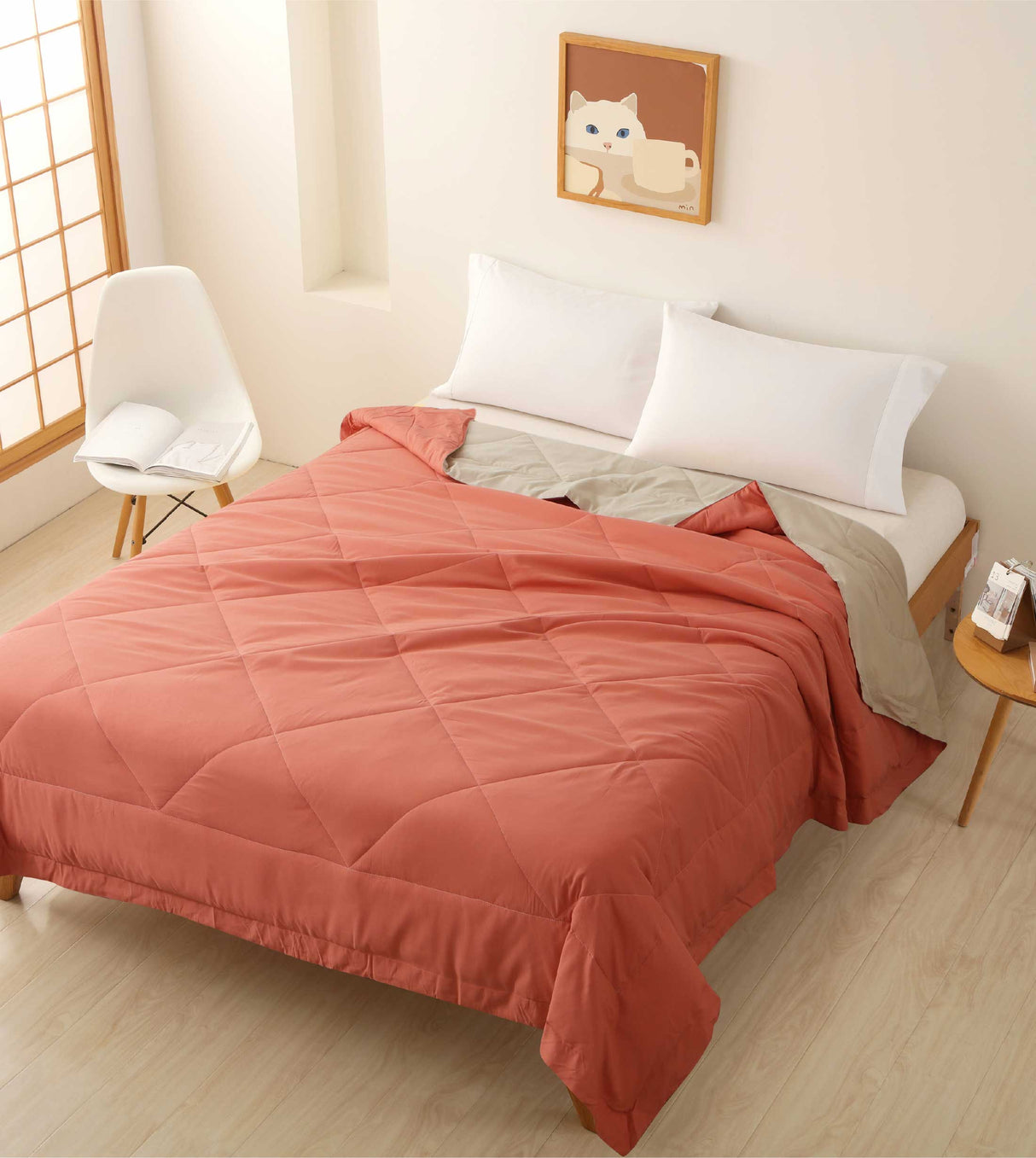 Casablanca Soybean Washable Summer Quilt - Citrus and Milktea Beige(SQ350)