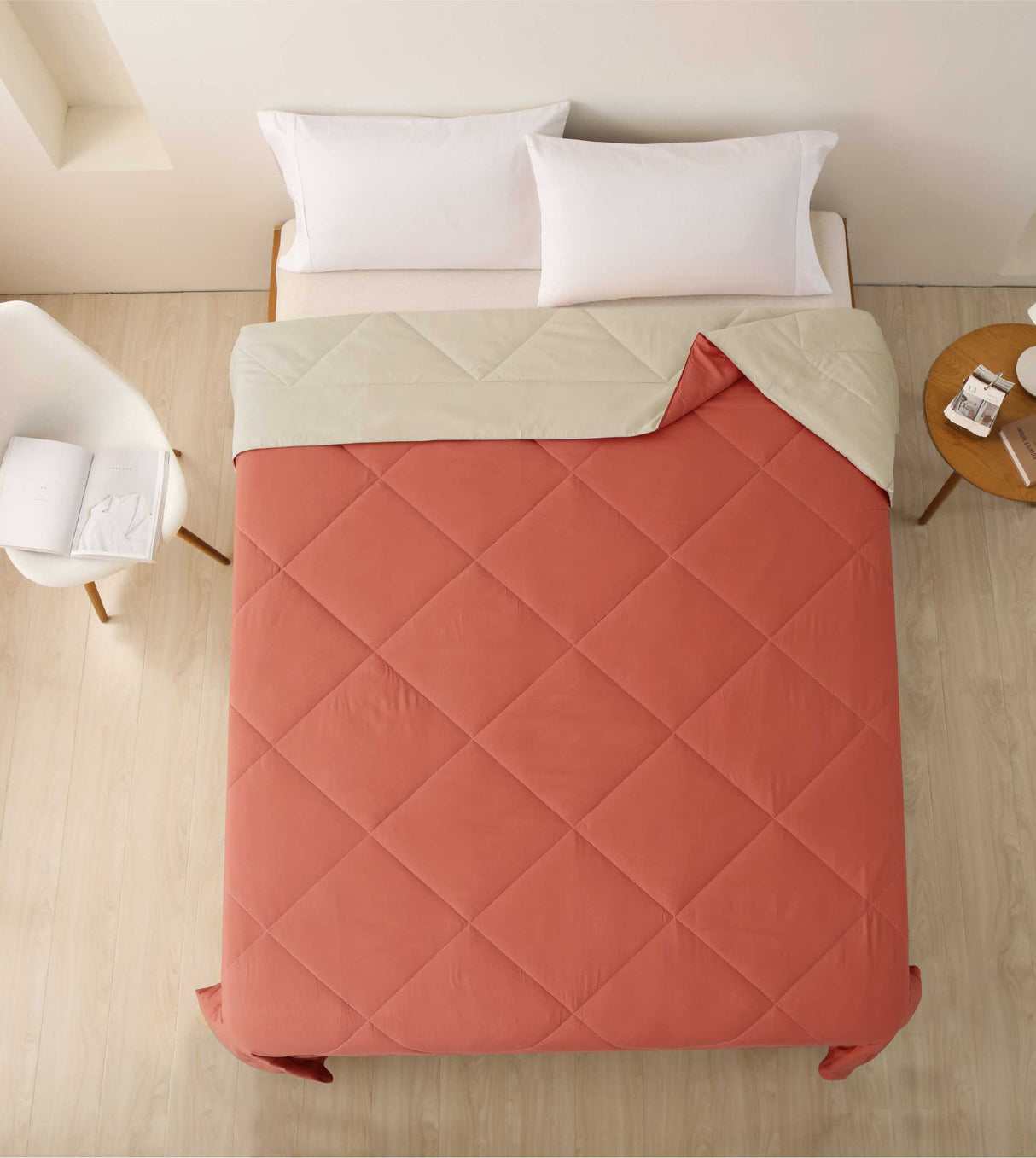 Casablanca Soybean Washable Summer Quilt - Citrus and Milktea Beige(SQ350)