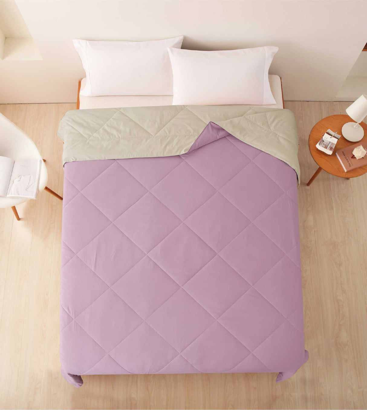 Casablanca Soybean Washable Summer Quilt - Purple and Milktea Beige(SQ351)