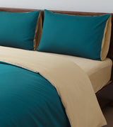 Sicili 1200針純色長絨棉系列 - 沙色配墨青色 (SP157)